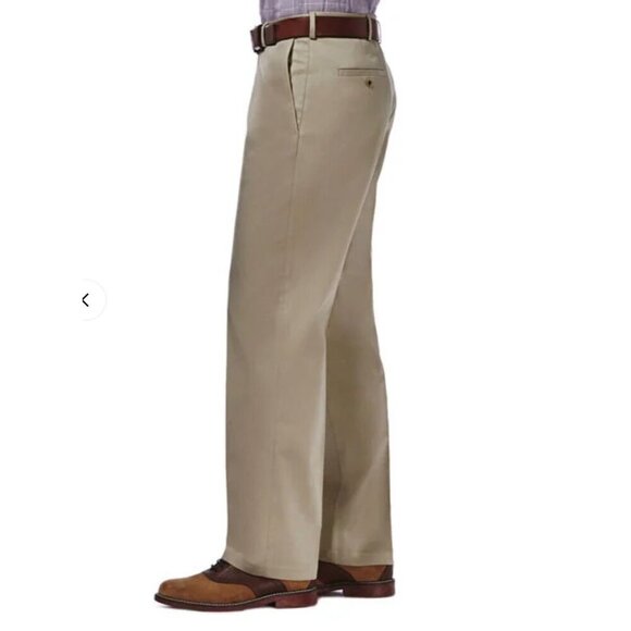 Haggar Mens Classic Fit Flat Front Premium No Iron Khaki Pants 38W X 31L NWT - Picture 4 of 6